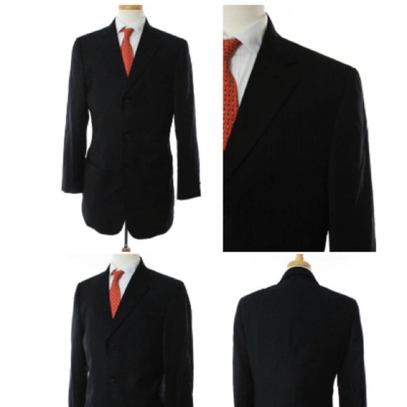 VALENTINO NAVY PINSTRIPE  THREE BUTTON  SUIT SZ 40 - Picture 5 of 5